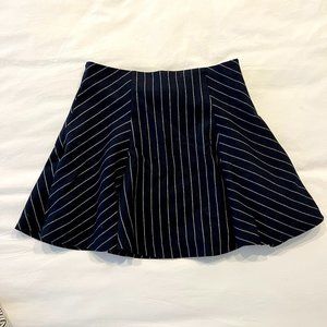 Navy and white striped mini skirt